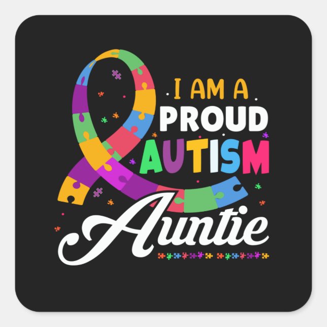 CUADRADA PEGATINA AUNTIE DE AUTISMO ORGULLOSO (Anverso)