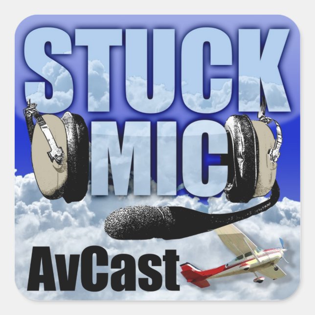 Cuadrada Pegatina AvCast de Mic Stuck (Anverso)