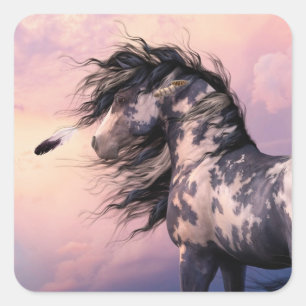 Cuadrada Pegatina azul cherokee