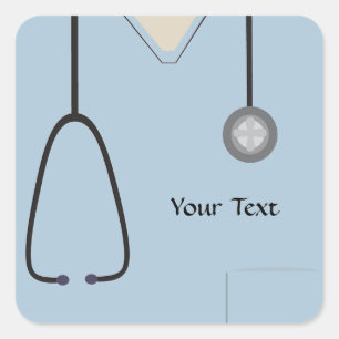 Cuadrada Pegatina azul claro de escudos médicos