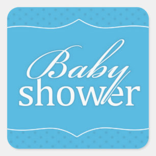 Cuadrada Pegatina azul de Baby Shower
