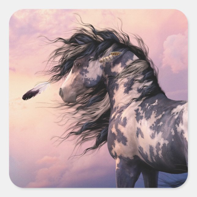 Cuadrada Pegatina azul de Cherokee (Anverso)