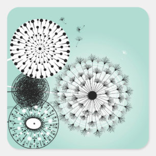 Cuadrada Pegatina azul de Dandelions maravilloso