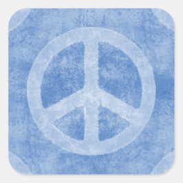 Cuadrada Pegatina azul descolorado del signo de la paz