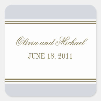 Cuadrada Pegatina azul franja simple