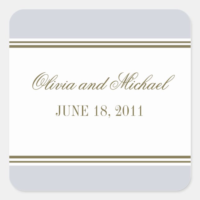 Cuadrada Pegatina azul franja simple (Anverso)