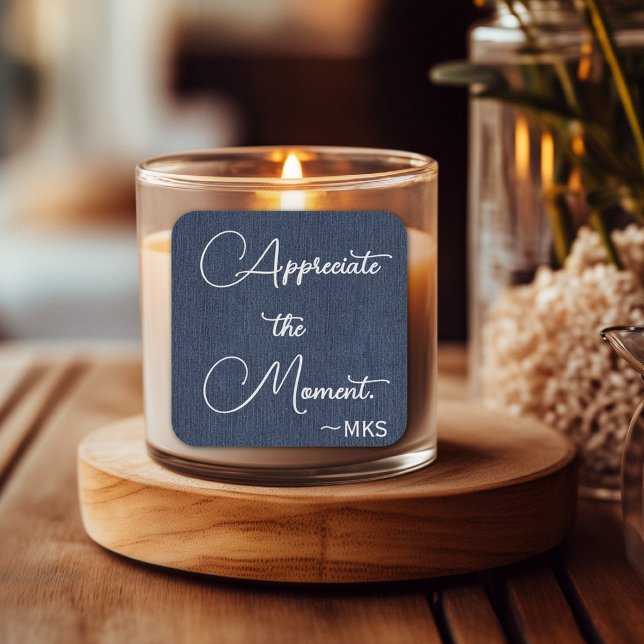 Cuadrada Pegatina azul, monograma y afirmación positiva de  (Subido por el creador)