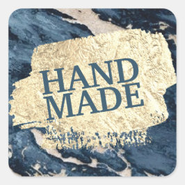 Cuadrada Pegatina azul y oro