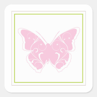 Cuadrada Pegatina Baby Shower Favorito de mariposa rosa