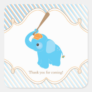Cuadrada Pegatina Baby Shower Favorito del Elefante Azul