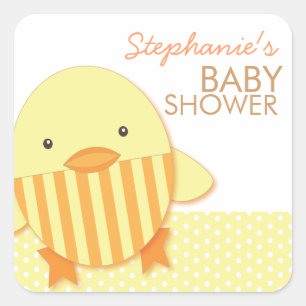 Cuadrada Pegatina Baby Shower Neutral de la banda amarilla 