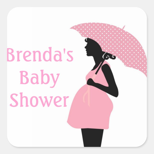 Cuadrada Pegatina Baby Shower rosa (Anverso)