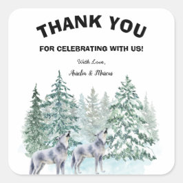 Cuadrada Pegatina Baby Shower Square de animales forestales