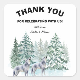 Cuadrada Pegatina Baby Shower Square de animales forestales
