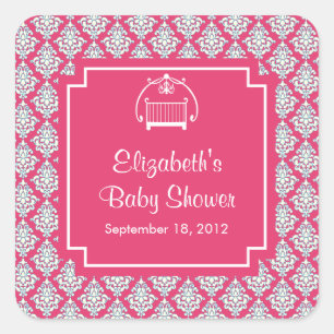 Cuadrada Pegatina Baby Shower Square de la Cuna de Damasco 