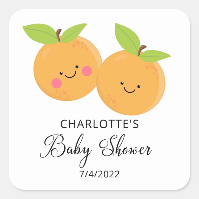 Cuadrada Pegatina Baby Shower Square de Little Cuties (Anverso)