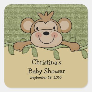Cuadrada Pegatina Baby Shower Square de Monkey