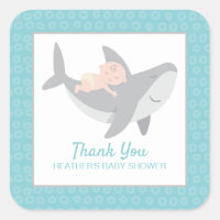 Pegatina Baby Shower Square de Sweet Shark