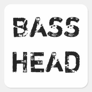 Cuadrada Pegatina Bass Head