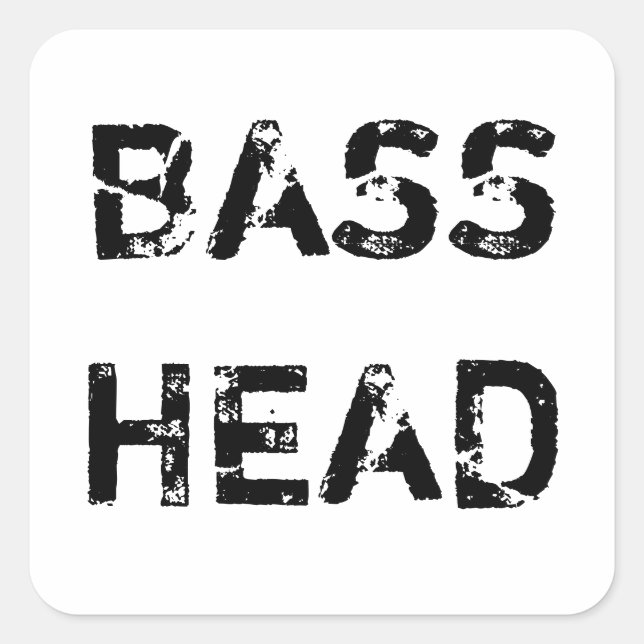 Cuadrada Pegatina Bass Head (Anverso)