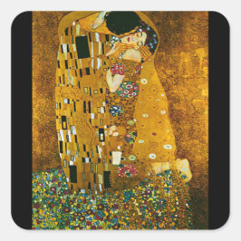 Cuadrada pegatina Bella Artes, Gustav Klimt, El Beso,