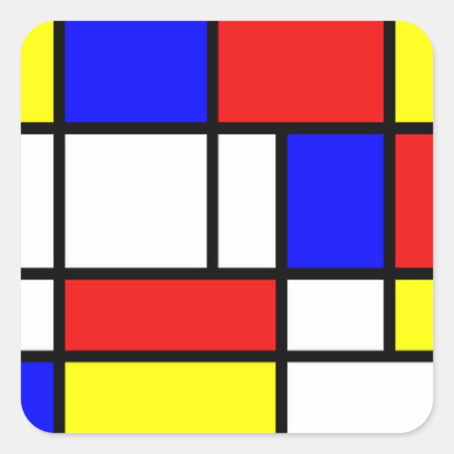 Cuadrada pegatina Bella Artes, Mondrian, Composición (Anverso)