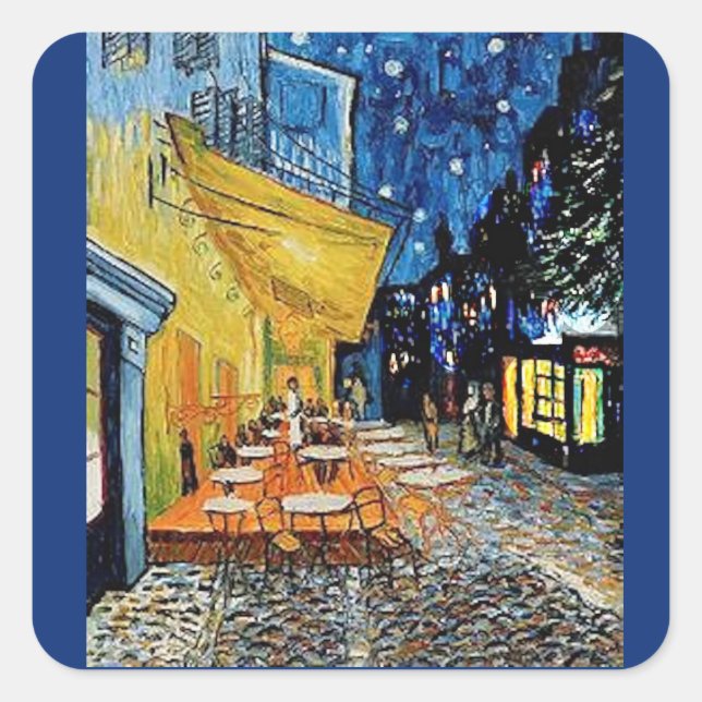 Cuadrada pegatina Bella Artes, Vincent Van Gogh, Cafetería  (Anverso)