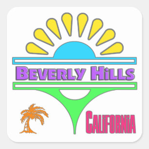 Cuadrada pegatina "Beverly Hills Colorful 1"