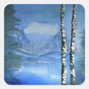 Cuadrada Pegatina Birch Tree