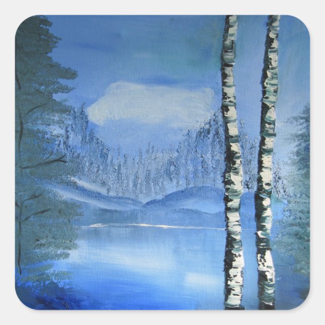 Cuadrada Pegatina Birch Tree (Anverso)