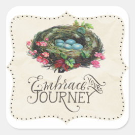 Cuadrada Pegatina Bird Nest