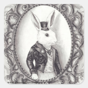 Cuadrada Pegatina blanco Alicia del conejo en pegatina del