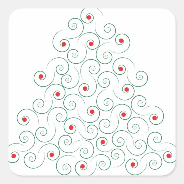 Cuadrada Pegatina blanco de árbol de Navidad cursi (Anverso)