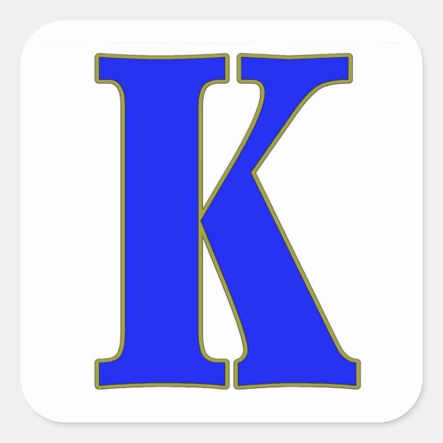 Cuadrada Pegatina Blue Ltter K (Anverso)