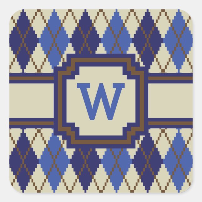 Cuadrada Pegatina Blueberry Scone Argyle (Anverso)