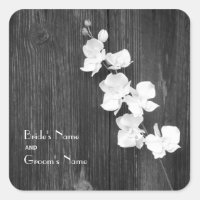Pegatina Boda Barnwood & Orchids