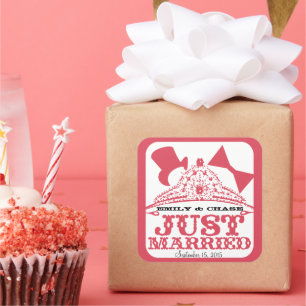 Cuadrada Pegatina Boda de la princesa recién casada