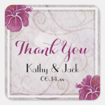 Pegatina boda de Plum hibiscus