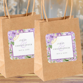Cuadrada Pegatina Boda Purple Lilac