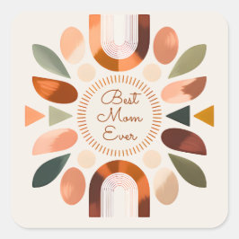 Cuadrada Pegatina boho Elegante Mejor Mamá del Mundo 