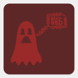 Cuadrada Pegatina Boo-Red