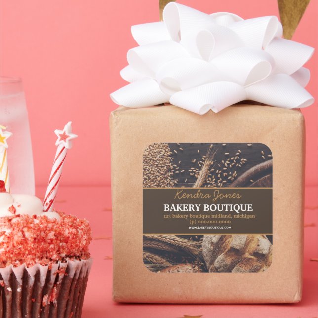 Cuadrada Pegatina Boutique de Label Bakery personalizado (Fiesta)