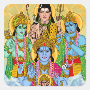 Cuadrada Pegatina Brahma Vishnu Shiva Ram Krishna