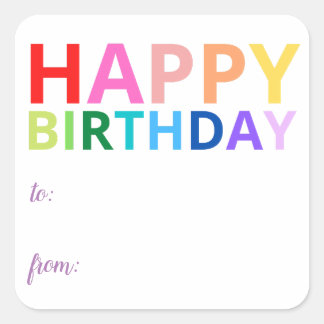Cuadrada Pegatina Bright Happy Birthday