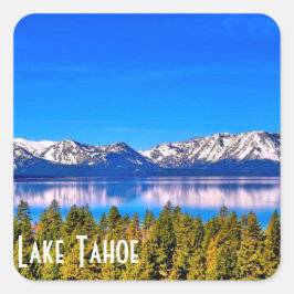 CUADRADA PEGATINA BRILLANTE DEL LAGO TAHOE PRECIOSO