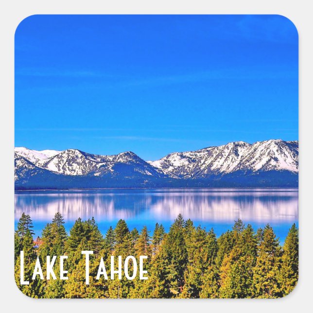 CUADRADA PEGATINA BRILLANTE DEL LAGO TAHOE PRECIOSO (Anverso)