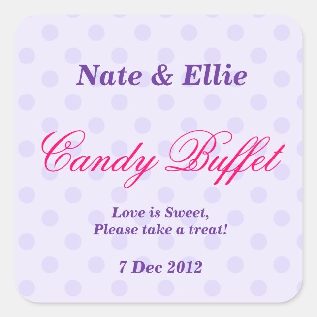 Cuadrada Pegatina Buffet Purple Dotty Candy (Anverso)