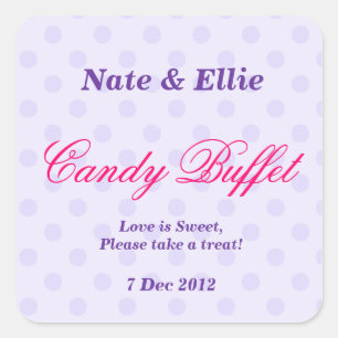 Cuadrada Pegatina Buffet Purple Dotty Candy