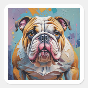 Cuadrada Pegatina Bulldog