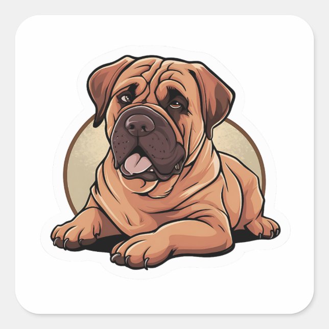 Cuadrada Pegatina Bullmastiff (Anverso)